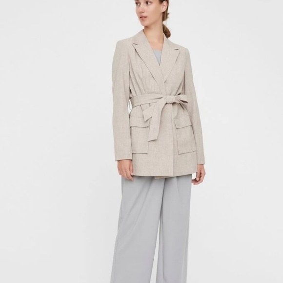 NWT Vero Moda Beige Blazer "Sally Jacket" in 'Mink/Beige Melange' - Picture 4 of 16